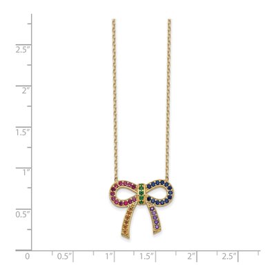 Gold-Plated Sterling Silver CZ Bow Pendant Necklace – view 4