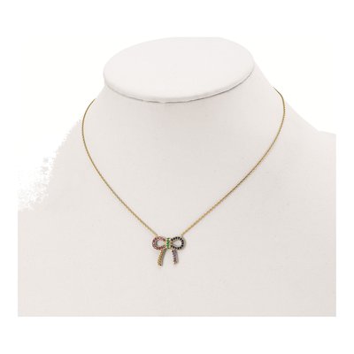 Gold-Plated Sterling Silver CZ Bow Pendant Necklace – view 5