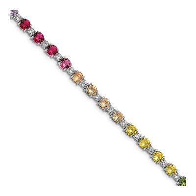Sterling Silver CZ Multi-Color Bracelet