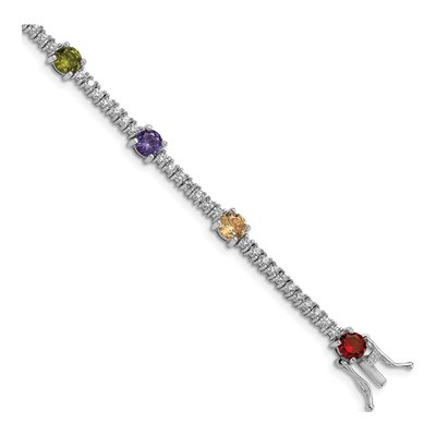 Sterling Silver CZ Multi-Color Bracelet