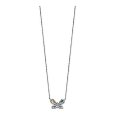 Sterling Silver CZ Butterfly Pendant Necklace – view 3