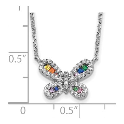 Sterling Silver CZ Butterfly Pendant Necklace – view 4