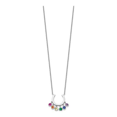 Sterling Silver CZ Multicolor Horseshoe Pendant Necklace – view 3