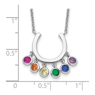 Sterling Silver CZ Multicolor Horseshoe Pendant Necklace – view 4