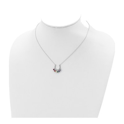 Sterling Silver CZ Multicolor Horseshoe Pendant Necklace – view 5