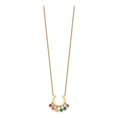 Gold-Plated Sterling Silver CZ Colorful Horseshoe Pendant Necklace – view 3