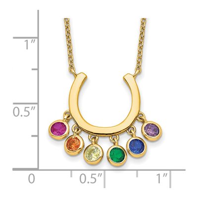 Gold-Plated Sterling Silver CZ Colorful Horseshoe Pendant Necklace – view 4