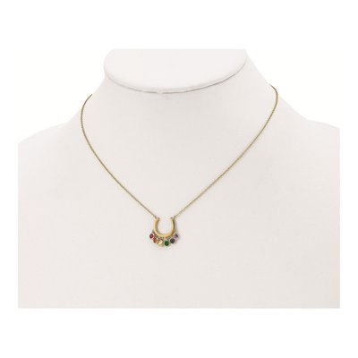 Gold-Plated Sterling Silver CZ Colorful Horseshoe Pendant Necklace – view 5