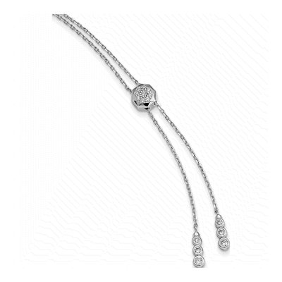 Sterling Silver CZ 2-Strand Y-Drop Necklace – view 3