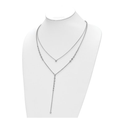Sterling Silver CZ 2-Strand Y-Drop Necklace – view 4