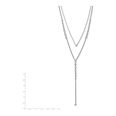 Sterling Silver CZ 2-Strand Y-Drop Necklace – view 6