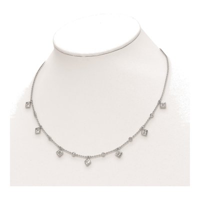 Sterling Silver CZ Station Necklace – view 3