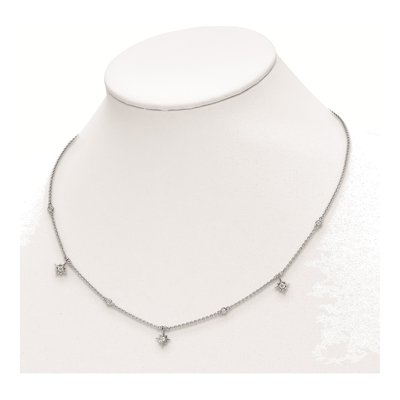 Sterling Silver CZ Star Station Pendant Necklace – view 3