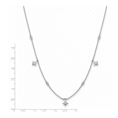 Sterling Silver CZ Star Station Pendant Necklace – view 4