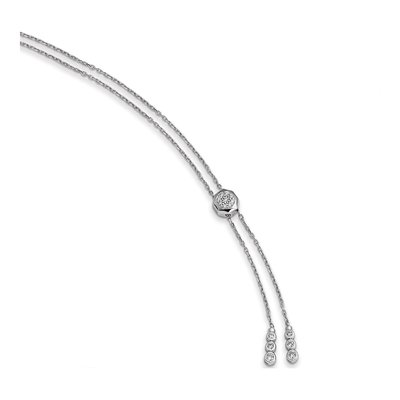 Sterling Silver CZ 3-Strand Y-Drop Necklace – view 3