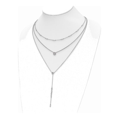 Sterling Silver CZ 3-Strand Y-Drop Necklace – view 4