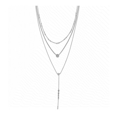 Sterling Silver CZ 3-Strand Y-Drop Necklace
