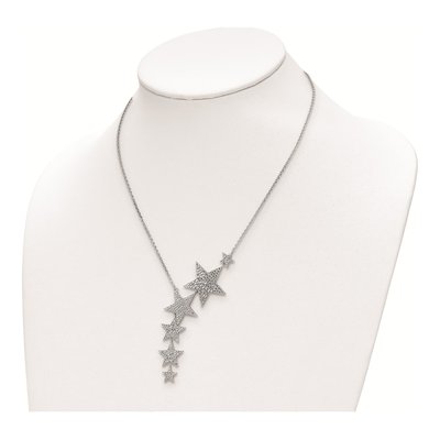 Sterling Silver CZ Star Dangle Pendant Necklace – view 3