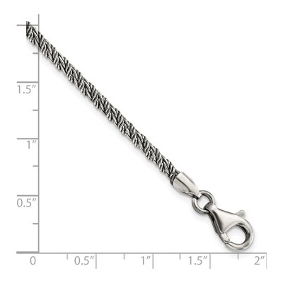 Men's Sterling Silver 3mm Twisted Antiqued Rope Chain Bracelet – view 3