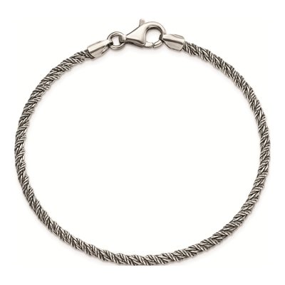 Men's Sterling Silver 3mm Twisted Antiqued Rope Chain Bracelet – view 4