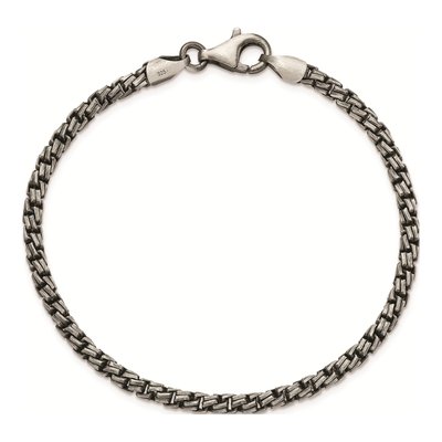Men's Sterling Silver 3.5mm Antiqued Open Link Chain Bracelet – view 4
