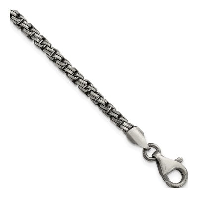 Men's Sterling Silver 3.5mm Antiqued Open Link Chain Bracelet