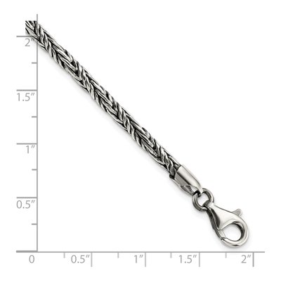 Men's Sterling Silver 3.55mm Antiqued Rope Chain Bracelet – view 3