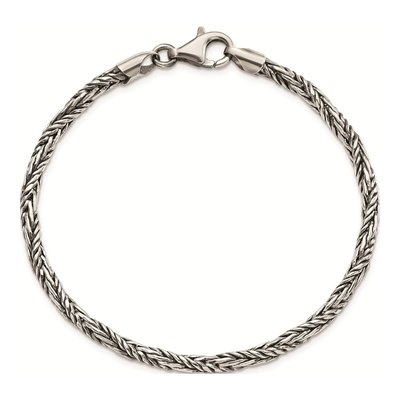 Men's Sterling Silver 3.55mm Antiqued Rope Chain Bracelet – view 4