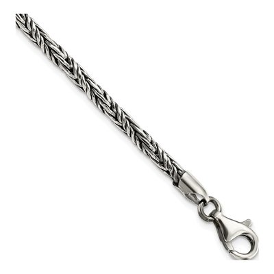 Men's Sterling Silver 3.55mm Antiqued Rope Chain Bracelet