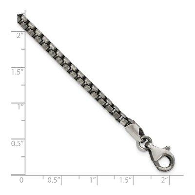 Men's Sterling Silver 3.36mm Antiqued Box Chain Bracelet – view 3