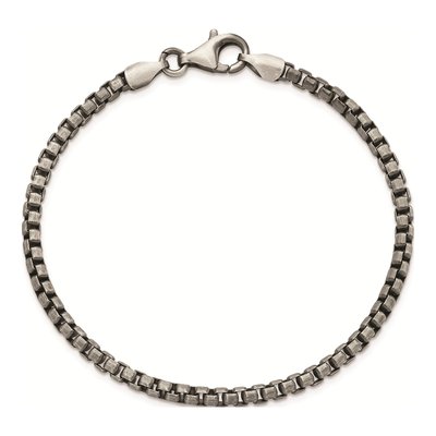 Men's Sterling Silver 3.36mm Antiqued Box Chain Bracelet – view 4