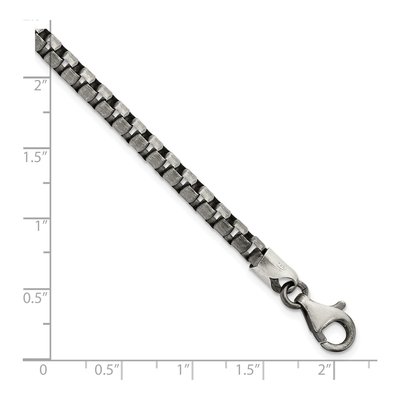 Men's Sterling Silver 4.11mm Antiqued Box Chain Bracelet – view 3