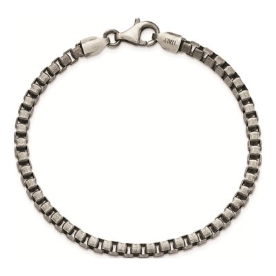 Men's Sterling Silver 4.11mm Antiqued Box Chain Bracelet – view 4