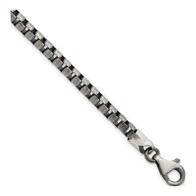 Men's Sterling Silver 4.11mm Antiqued Box Chain Bracelet