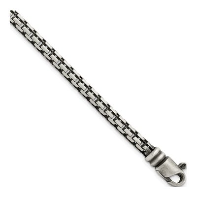 Men's Sterling Silver 4.11mm Antiqued Bismarck Bismark Chain Bracelet