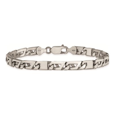 Men's Sterling Silver 5.7mm Antiqued Link Chain Bracelet – view 4