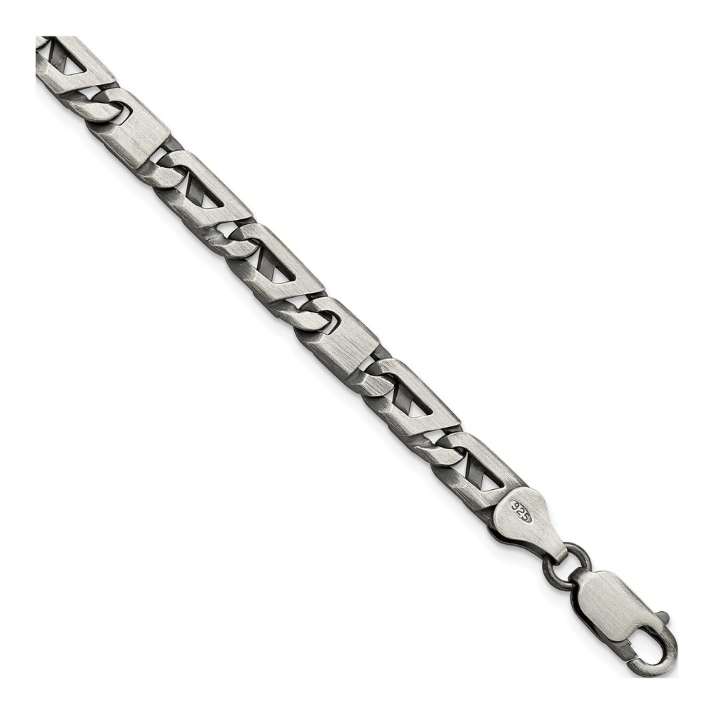 Men's Sterling Silver 5.7mm Antiqued Link Chain Bracelet