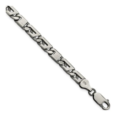Men's Sterling Silver 5.7mm Antiqued Link Chain Bracelet