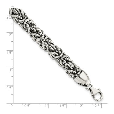 Men's Sterling Silver 8.4mm Byzantine Chain Bracelet – view 2