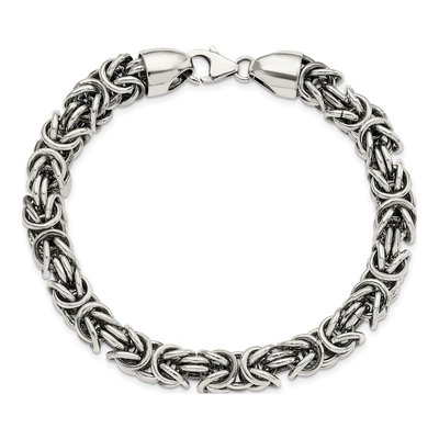 Men's Sterling Silver 8.4mm Byzantine Chain Bracelet – view 3