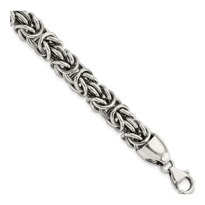 Men's Sterling Silver 8.4mm Byzantine Chain Bracelet