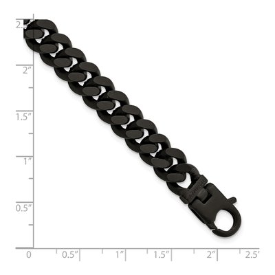 Men's Sterling Silver 9.2mm Black Curb Chain Bracelet – view 3