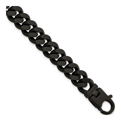 Men's Sterling Silver 9.2mm Black Curb Chain Bracelet