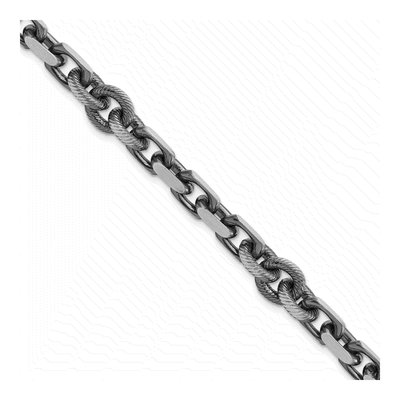 Men's Sterling Silver 9.62mm Twisted Antiqued Rolo Open Link Chain Bracelet