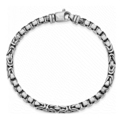 Men's Sterling Silver 5.05mm Byzantine Box Open Link Chain Bracelet – view 3