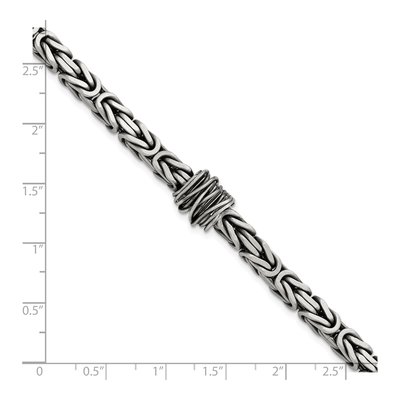 Men's Sterling Silver 10.1mm Square Byzantine Chain Bracelet – view 3