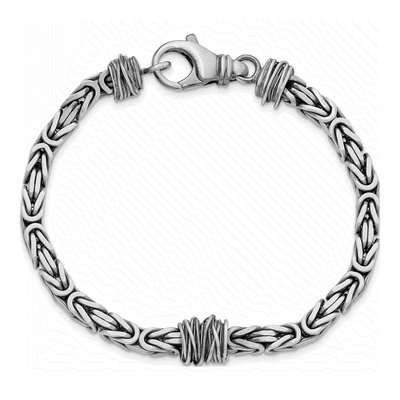 Men's Sterling Silver 10.1mm Square Byzantine Chain Bracelet – view 4