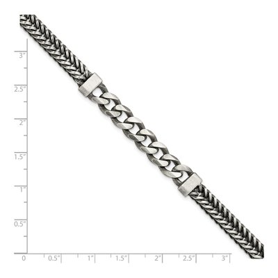 Men's Sterling Silver 8.9mm Antiqued Wheat Curb Chain Bracelet – view 3