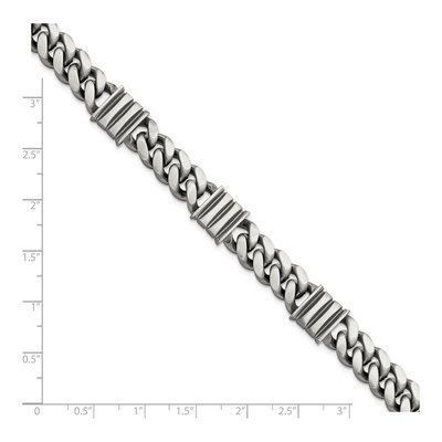 Men's Sterling Silver 11.2mm Curb Chain Bracelet – view 4