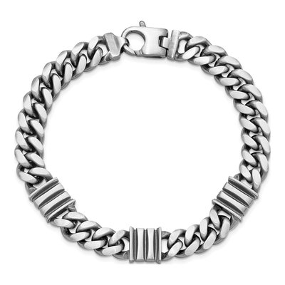 Men's Sterling Silver 11.2mm Curb Chain Bracelet – view 5